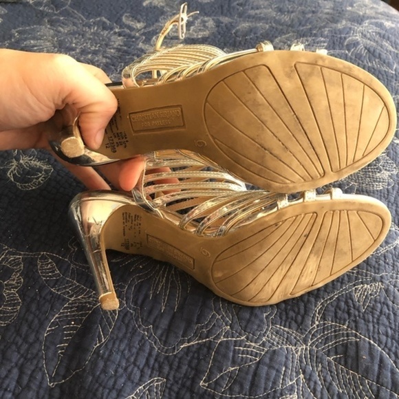 CHRISTIAN Siriano Size 6 Silver Cage Heels - Picture 4 of 5